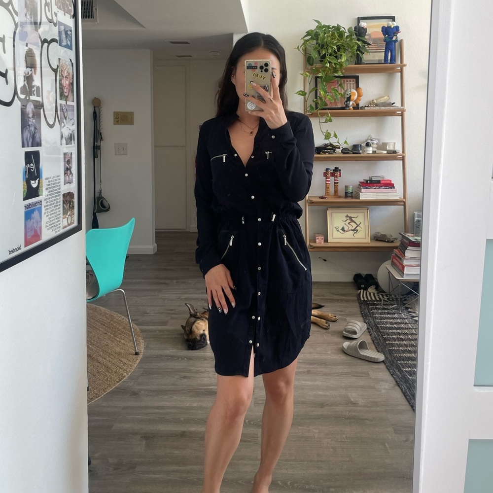 Long sleeve button up shirt dress